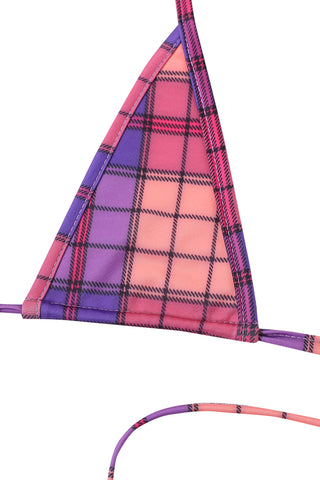 Skimpy Triangle Bikini Top Purple Plaid