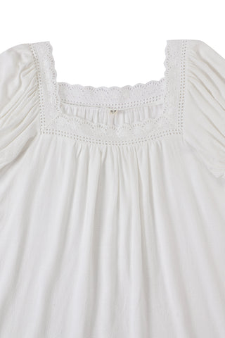 Soft Linen Lace House Dress White