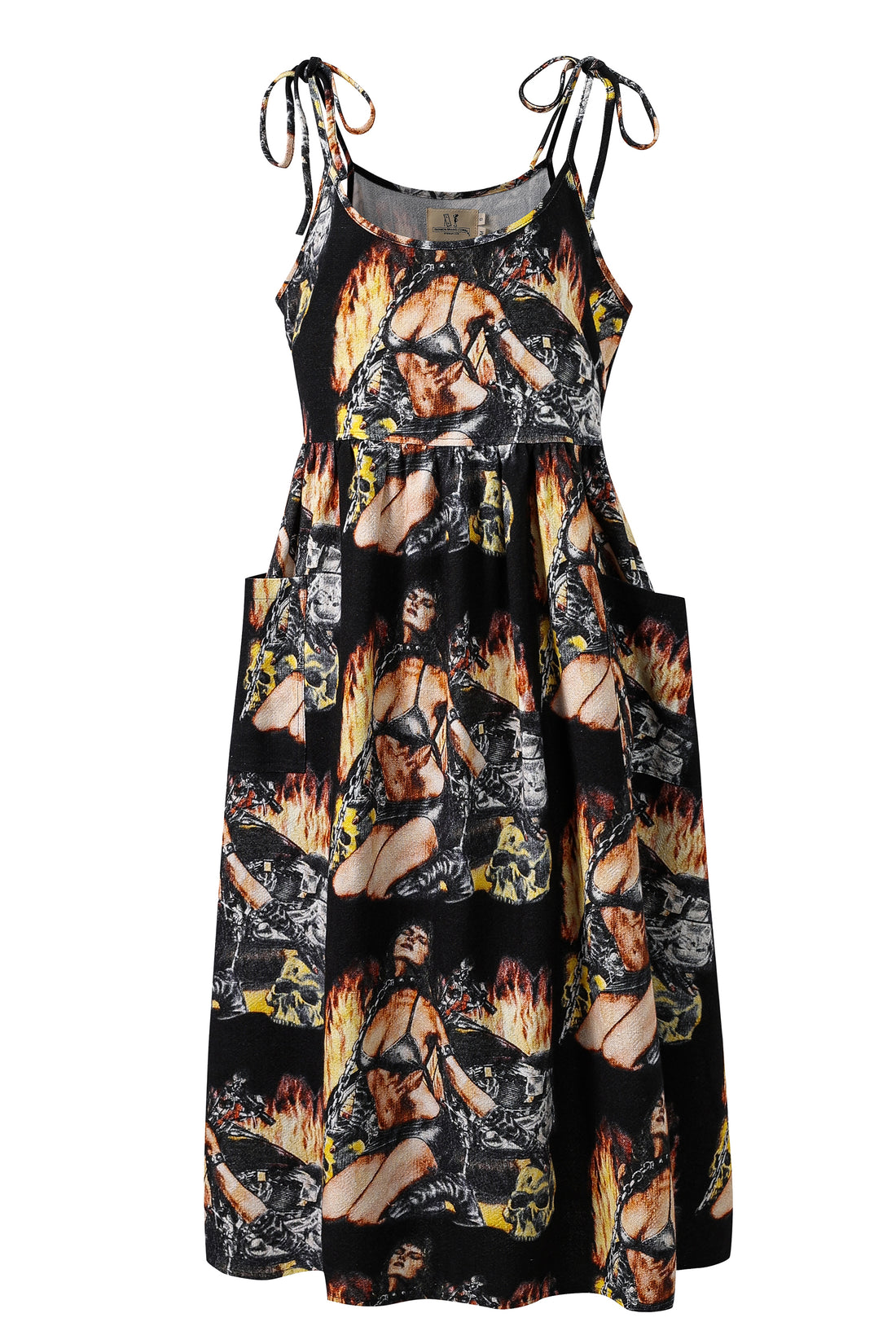 Breeze on My Genitals Linen Dress in Biker Fire