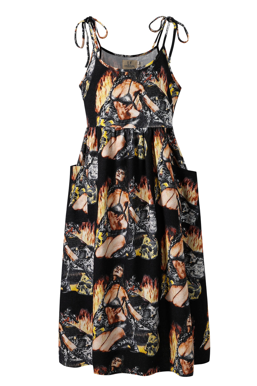 Breeze on My Genitals Linen Dress in Biker Fire