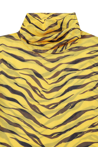 Turtleneck Mesh Long Sleeve Top Tiger Stripe