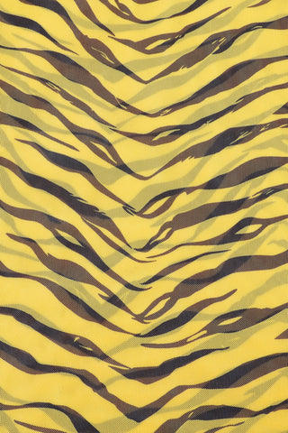 Turtleneck Mesh Long Sleeve Top Tiger Stripe