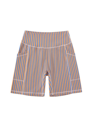 Surf Stripe Cotton Shorts Orange/Blue
