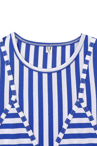 Bikini Bod Stripe Cotton Tee Blue/White