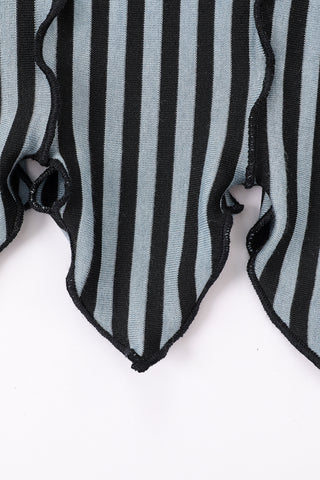 Blue Stripe Tencel/Wool Blend Leaf Tank