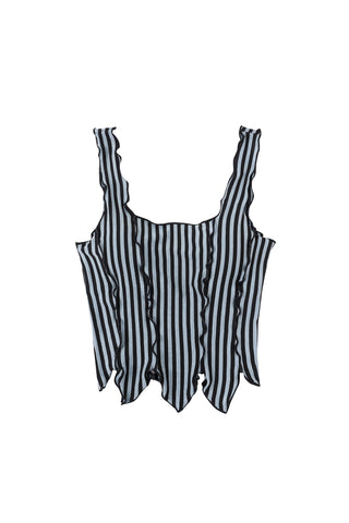 Blue Stripe Tencel/Wool Blend Leaf Tank