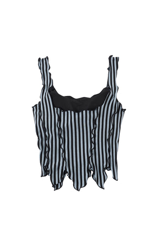 Blue Stripe Tencel/Wool Blend Leaf Tank