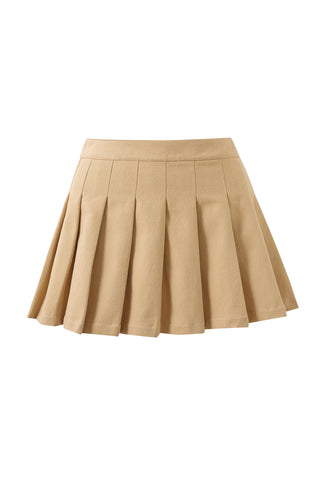 Canvas Pleated Micro Mini Skirt