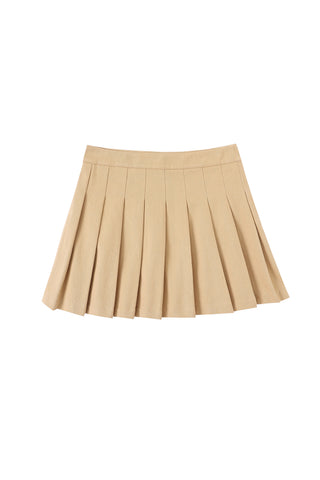 Canvas Pleated Micro Mini Skirt