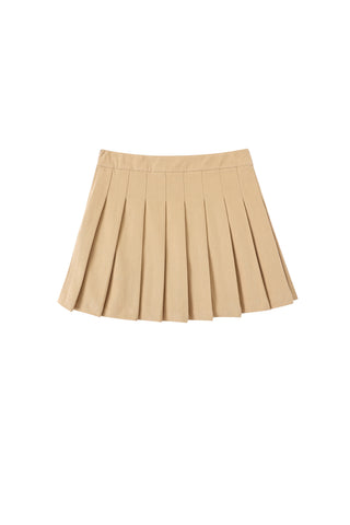 Canvas Pleated Micro Mini Skirt