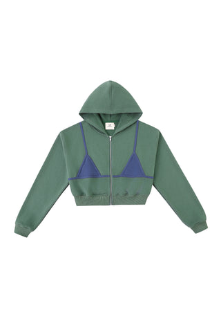 Bikini Bod Zip-Up Sweatshirt Green/Blue