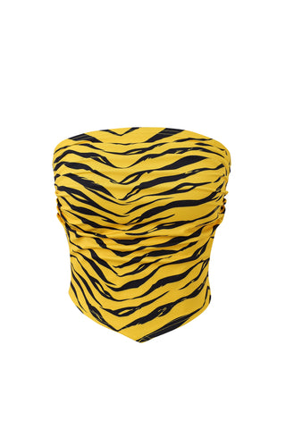 Strapless Swim Tube Top Tiger Stripe