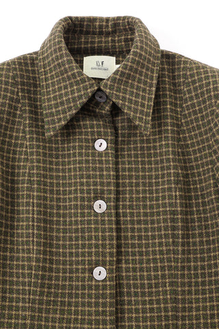 Moss Plaid Wool Blend Riding Jacket