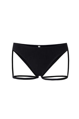 Low Waist Garter Tencel Rib Briefs Black