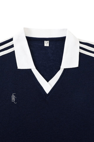 Unisex Wool Blend Varsity Polo Navy