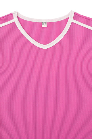 Sporty Tencel Rib Baby Tee Pink/White