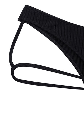 Low Waist Garter Tencel Rib Briefs Black