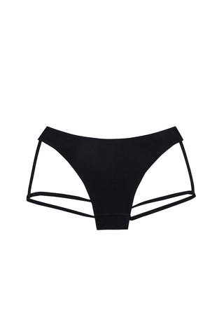 Low Waist Garter Tencel Rib Briefs Black
