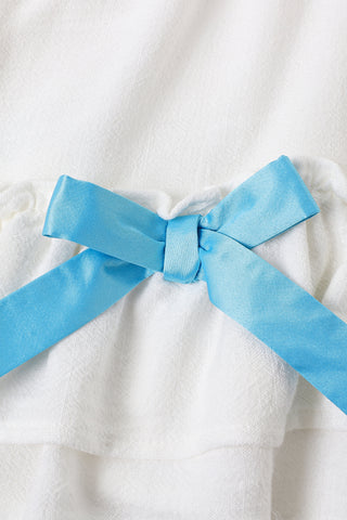 Bo Peep Dress Soft Linen White/Blue