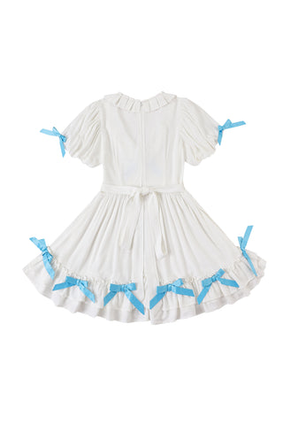 Bo Peep Dress Soft Linen White/Blue
