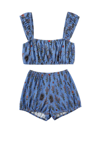 Ms Honey's Trauma Soft Linen Bra & Bloomers Playsuit Set