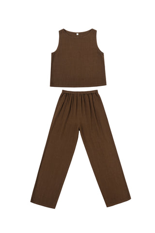 Soft Linen Lazy Pants Brown