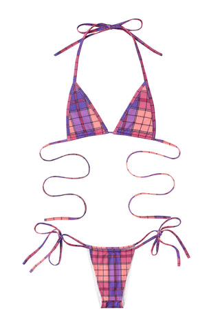 Skimpy Triangle Bikini Top Purple Plaid