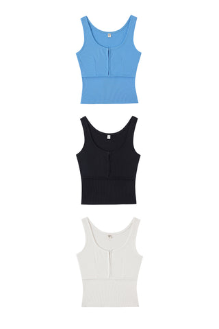 Tencel Rib Layered Bustier Tank White