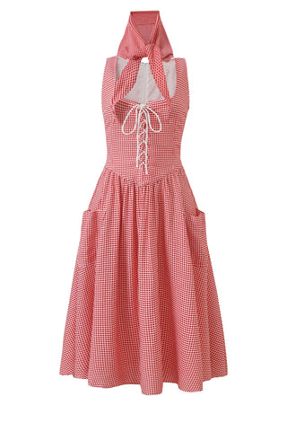 Farm Chores Soft Linen Dress Red Gingham