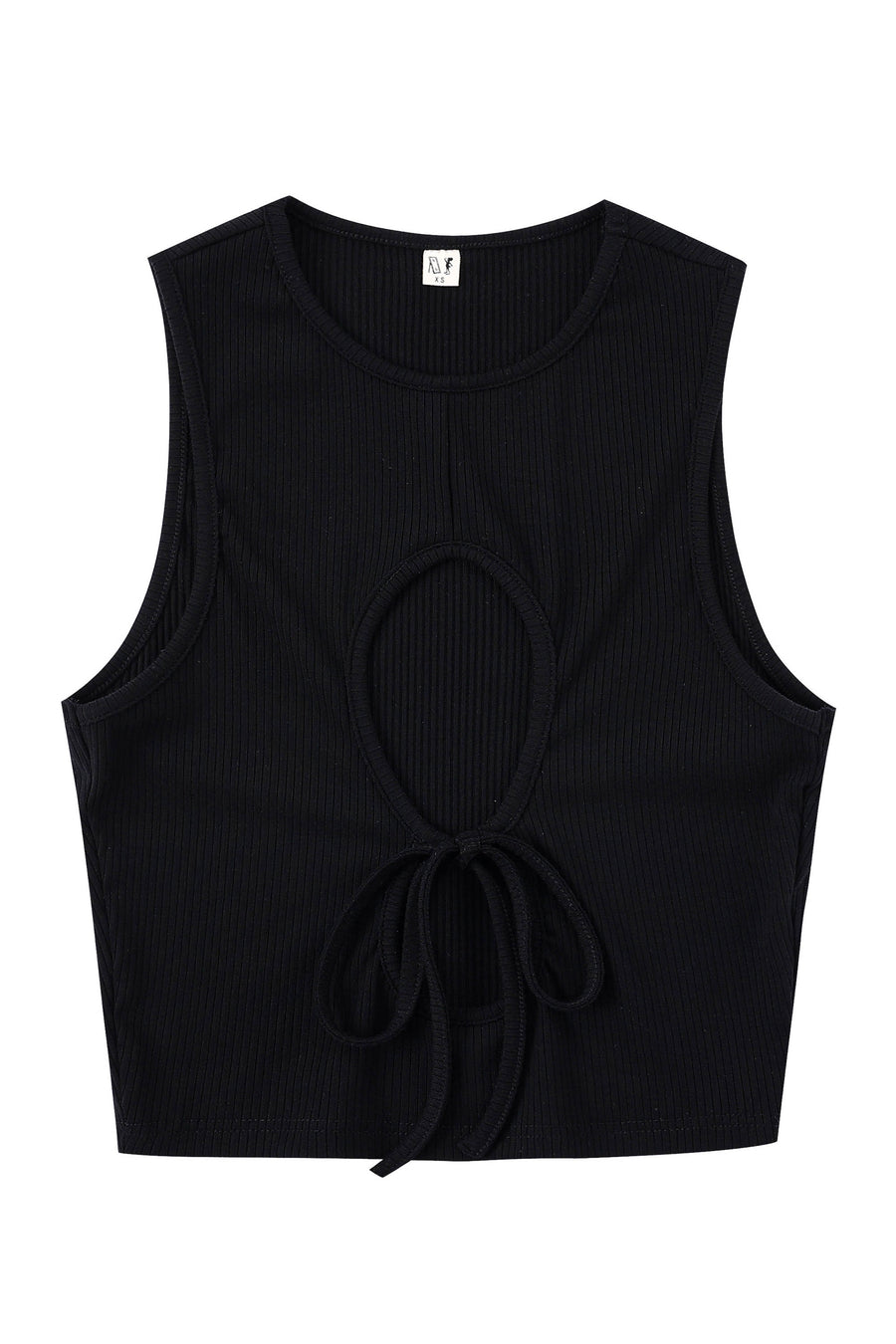 Hole-y Tencel Rib Crop Tank Black