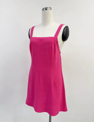 SAMPLE #353 - S Soft Linen Apron Mini Dress - Pink