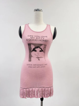 SAMPLE #358 - S Missing Kitty Wool Blend Flyer Mini Dress - Pink