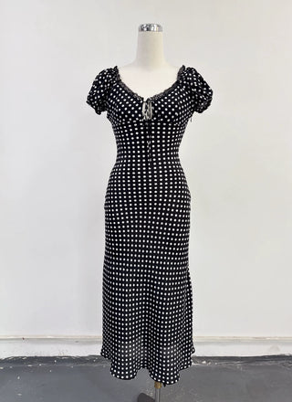 SAMPLE #361 - XS/S Polka Dot Silk Maxi Dress - Black