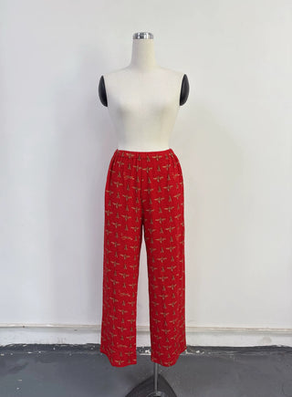 SAMPLE #368 - S Soft Linen Lazy Pants - Red Bug