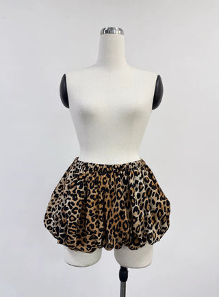 SAMPLE #373 - S Soft Linen Bubble Skirt - Leopard