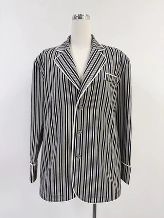 SAMPLE #381 - S Mens Stripe Canvas Blazer - Black / White