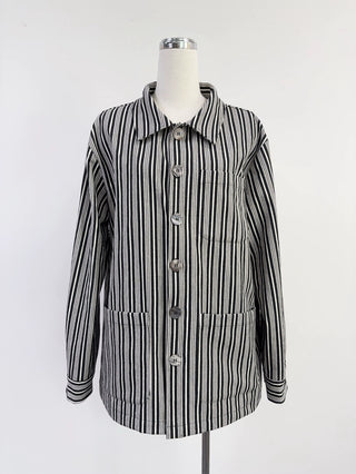 SAMPLE #382 - S Mens Canvas Chore Coat - Black / White