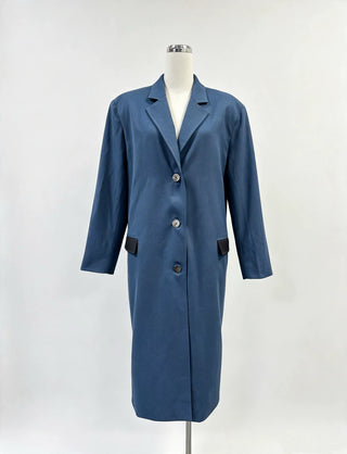 SAMPLE #385 - M Long Tailored Coat - Postal Blue