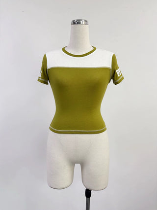 SAMPLE #392 - S 69' Stretchy Varsity Tee - Booger Green