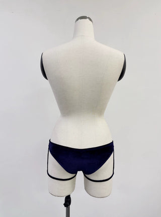 SAMPLE #393 - S Stretch Velvet Lady Di Bear Garter Briefs - Purple / White