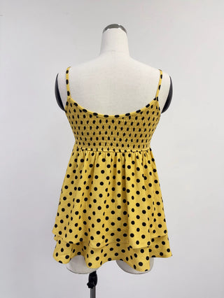 SAMPLE #394 - S Polka Dot Smock Top Empire Waist - Yellow/Black
