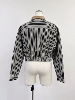 SAMPLE #398 - S Stripe Canvas Zip Jacket - Black Stripe