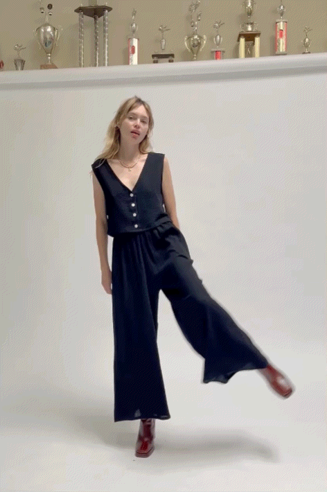 Black Void Cotton Vest and Pants Set