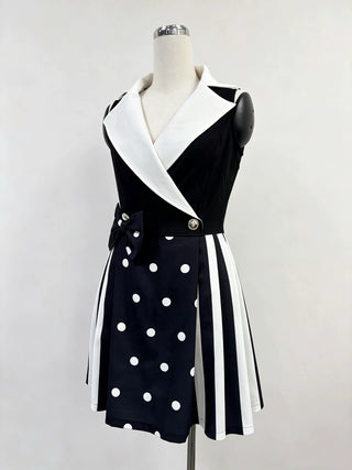 SAMPLE #402 - S/M Polka Dot Glamour Shot Dress - Black / White