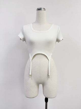 SAMPLE #403 - S Tencel Rib Garter Tee - White
