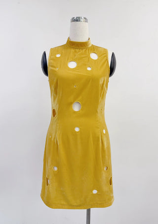 SAMPLE #407 - S/M Velveeta Mock Neck Mini Dress - Yellow