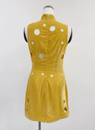 SAMPLE #407 - S/M Velveeta Mock Neck Mini Dress - Yellow