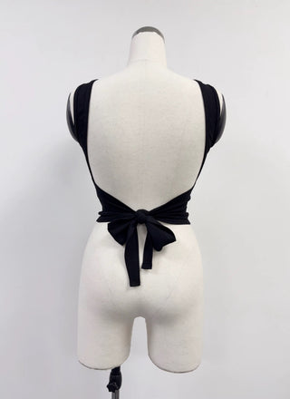 SAMPLE #408 - M Tencel Rib Backless Tank Top - Black