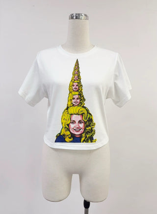 SAMPLE #417 - S Dolly By Penelope Gazin Cotton Crop Tee - White