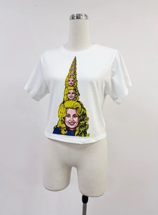 SAMPLE #417 - S Dolly By Penelope Gazin Cotton Crop Tee - White